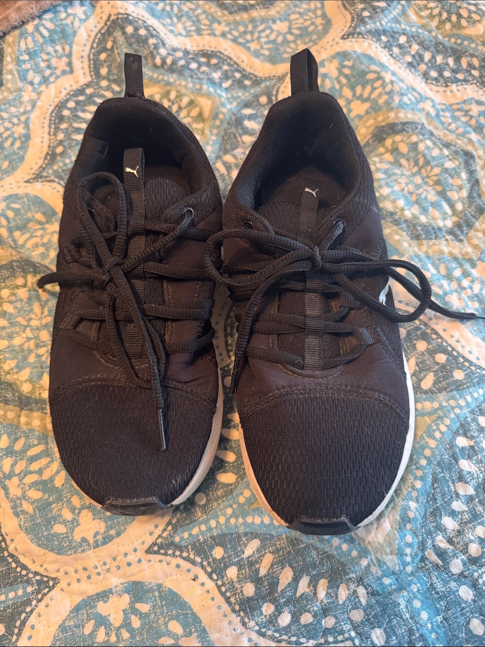Puma Black and White Knit Running Shoes